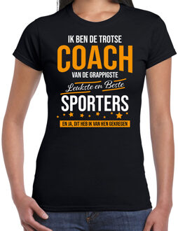 Bellatio Decorations Trotse coach van sporters cadeau t-shirt zwart voor dames -  kado voor een sport  / coach 2XL