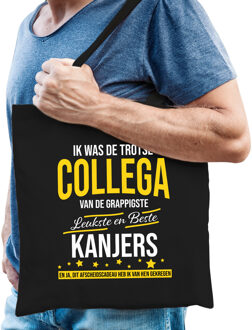 Bellatio Decorations Trotse collega van de leukste kanjers katoenen afscheid kado tas heren zwart voor oud collegas - Feest Boodschappentasse