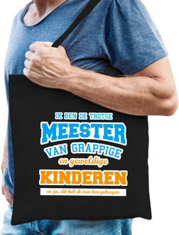 Bellatio Decorations Trotse meester van geweldige kinderen cadeau tas zwart voor heren