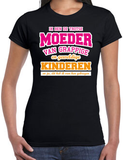 Bellatio Decorations Trotse moeder van geweldige kinderen cadeau t-shirt zwart voor dames 2XL