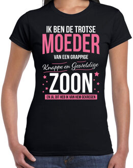 Bellatio Decorations Trotse moeder / zoon cadeau t-shirt zwart voor dames 2XL