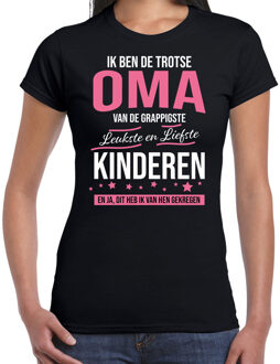 Bellatio Decorations Trotse oma / kinderen cadeau t-shirt zwart voor dames 2XL