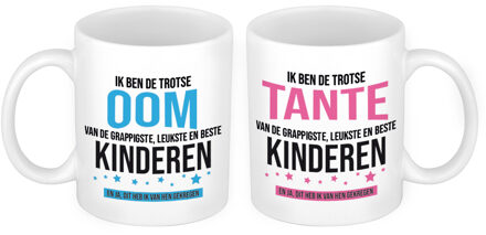 Bellatio Decorations Trotse Oom en Tante mok van de grappigste en leukste kinderen - Cadeau beker set voor Oom en Tante