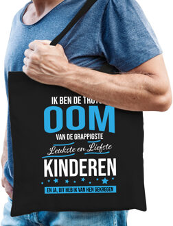 Bellatio Decorations Trotse oom / kinderen cadeau tas zwart voor heren - Feest Boodschappentassen