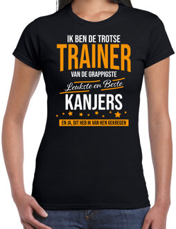 Bellatio Decorations Trotse trainer van kanjers cadeau t-shirt zwart voor dames -  kado voor sport  / trainers 2XL