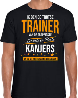Bellatio Decorations Trotse trainer van kanjers cadeau - t-shirt - zwart - voor heren - bedankje