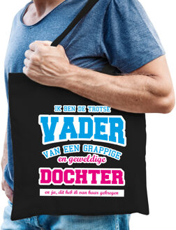 Bellatio Decorations Trotse vader van geweldige dochter cadeau tas zwart voor heren