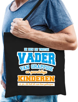 Bellatio Decorations Trotse vader van geweldige kinderen cadeau tas zwart voor heren