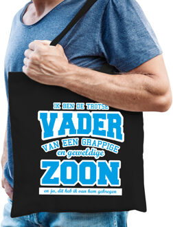 Bellatio Decorations Trotse vader van geweldige zoon cadeau tas zwart voor heren