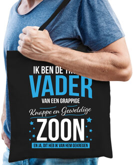 Bellatio Decorations Trotse vader / zoon cadeau tas zwart voor heren - Feest Boodschappentassen