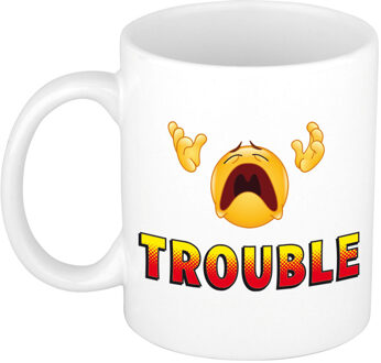 Bellatio Decorations Trouble kado mok / beker wit - cadeau collega