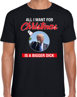 Bellatio Decorations Trump All I want for Christmas fout Kerst shirt zwart voor heren 2XL