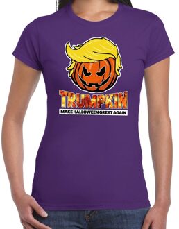 Bellatio Decorations Trumpkin make Halloween great again t-shirt paars voor dames 2XL