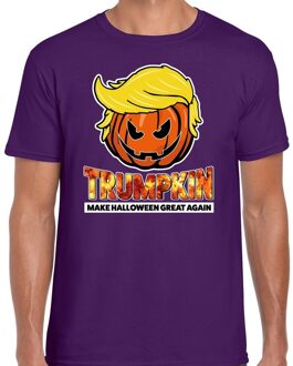 Bellatio Decorations Trumpkin make Halloween great again t-shirt paars voor heren 2XL