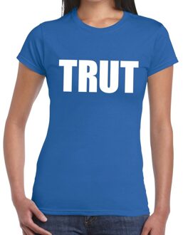 Bellatio Decorations Trut tekst t-shirt blauw dames XS