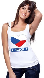 Bellatio Decorations Tsjechie hart vlag singlet shirt/ tanktop wit dames L