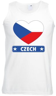 Bellatio Decorations Tsjechie hart vlag singlet shirt/ tanktop wit heren 2XL