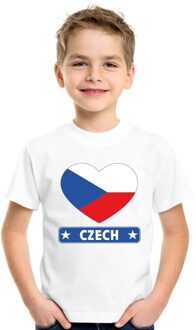 Bellatio Decorations Tsjechie Supporters t-shirt - kinderen - hartjes vlag - wit - korte mouwen - sport - kleding