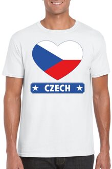 Bellatio Decorations Tsjechie t-shirt met tsjechische vlag in hart wit heren 2xl