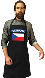 Bellatio Decorations Tsjechische vlag keukenschort/ barbecueschort zwart heren en dames - Tsjechie schort