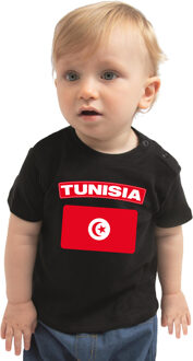 Bellatio Decorations Tunisia t-shirt met vlag Tunesie zwart voor babys 68 (3-6 maanden)