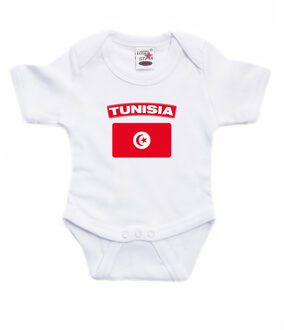 Bellatio Decorations Tunisia / Tunesie landen rompertje met vlag wit voor babys 56 (1-2 maanden)