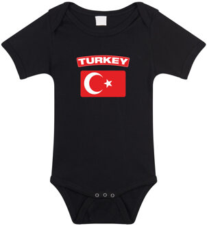 Bellatio Decorations Turkey romper met vlag Turkije zwart voor babys 68 (4-6 maanden)