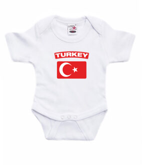 Bellatio Decorations Turkey rompertje - met vlag Turkije - wit - voor babys - kraamcadeau 56 (1-2 maanden)