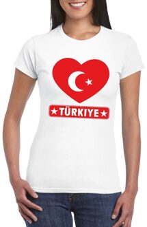 Bellatio Decorations Turkije hart vlag t-shirt wit dames 2XL