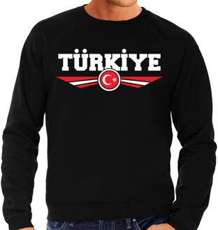 Bellatio Decorations Turkije land thema sweater - met vlag kleuren - zwart - heren - Supporters trui - lange mouwen