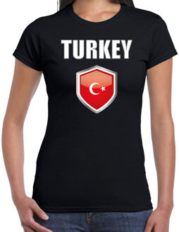 Bellatio Decorations Turkije landen supporter t-shirt met Turkse vlag schild zwart dames