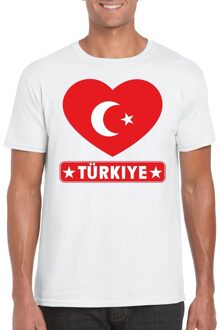 Bellatio Decorations Turkije t-shirt met turkse vlag in hart wit heren 2xl