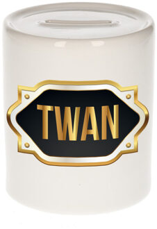 Bellatio Decorations Twan naam / voornaam kado spaarpot met embleem - Naam spaarpotten Multikleur