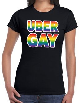 Bellatio Decorations Uber gay gay pride t-shirt zwart voor dames 2XL