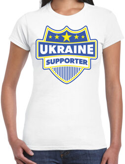 Bellatio Decorations Ukraine supporter schild t-shirt wit voor dames - Oekraine landen t-shirt / kleding - EK / WK / Olympische spelen outfit XS