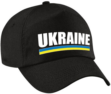 Bellatio Decorations Ukraine supporters pet zwart kinderen - jongens en meisjes - Oekraine landen baseball cap - supporter accessoire