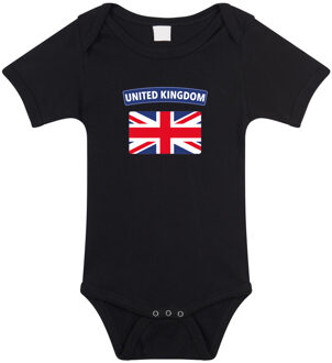 Bellatio Decorations United Kingdom / Verenigd Koninkrijk landen rompertje met vlag zwart voor babys 56 (1-2 maanden)