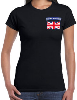 Bellatio Decorations United Kingdom / Verenigd Koninkrijk landen shirt met vlag zwart voor dames - borst bedrukking 2XL