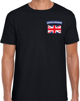 Bellatio Decorations United Kingdom / Verenigd Koninkrijk landen shirt met vlag zwart voor heren - borst bedrukking 2XL