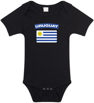 Bellatio Decorations Uruguay landen rompertje met vlag zwart voor babys 56 (1-2 maanden)