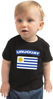 Bellatio Decorations Uruguay landen shirtje met vlag zwart voor babys 62 (1-3 maanden)