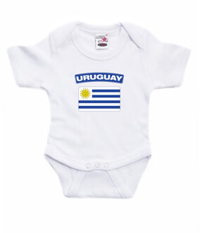 Bellatio Decorations Uruguay romper met vlag wit voor babys 68 (4-6 maanden)