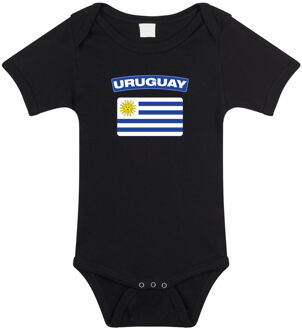 Bellatio Decorations Uruguay romper met vlag zwart voor babys