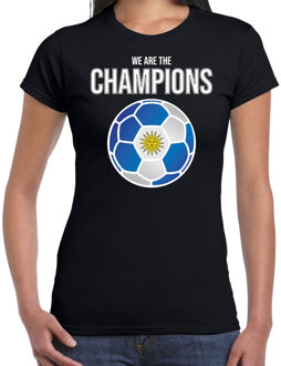 Bellatio Decorations Uruguay WK supporter t-shirt we are the champions met Uruguayaanse voetbal zwart dames 2XL