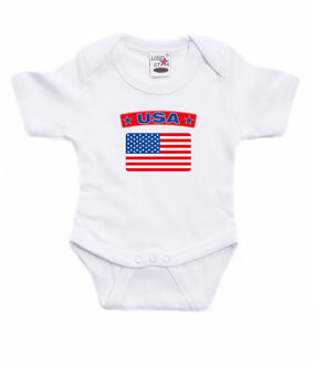 Bellatio Decorations USA / Amerika landen rompertje met vlag wit voor babys 80 (9-12 maanden)