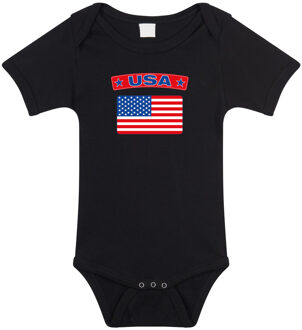 Bellatio Decorations USA / Amerika landen rompertje met vlag zwart voor babys 80 (9-12 maanden)