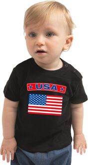 Bellatio Decorations USA / Amerika landen shirtje met vlag zwart voor babys 62 (1-3 maanden)