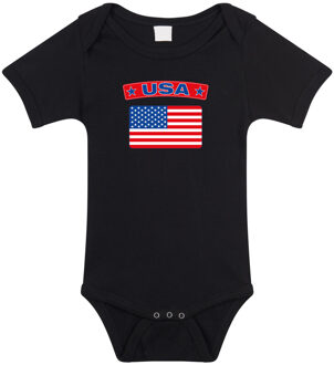 Bellatio Decorations USA romper met vlag Amerika zwart voor babys