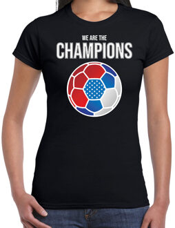 Bellatio Decorations USA WK supporter t-shirt - we are the champions met USA voetbal - zwart - dames - kleding / shirt XS