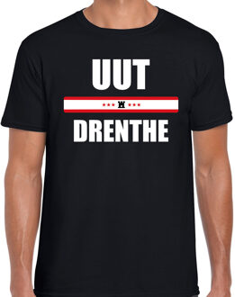 Bellatio Decorations Uut Drenthe met vlag Drenthe t-shirts Drents dialect zwart voor heren 2XL